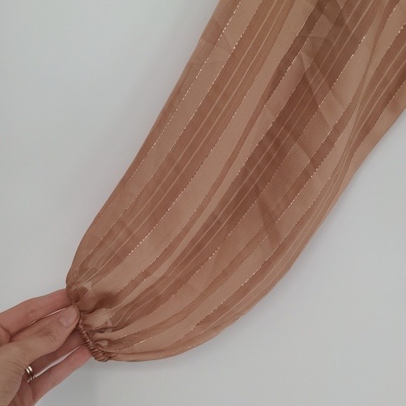 Lush Women's Bodysuit‎ Size Small Rose Gold Long Sleeve Ruffle Faux Wrap V Neck - Picture 7 of 16